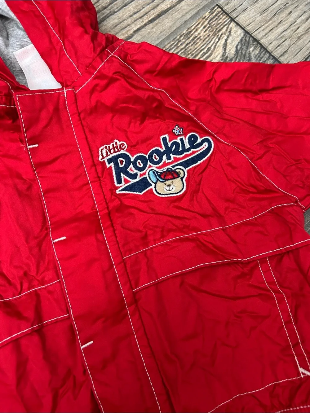 Vintage Baby Q‎ Y2K Red Little Rookie Windbreaker Jacket Size 6-9 Months